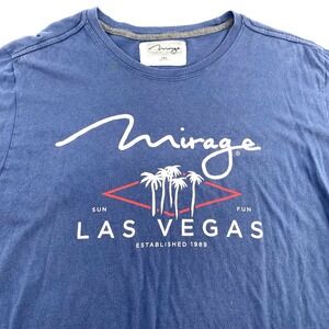 Mirage Las Vegas T Shirt Blue Palm Trees Sun Fun Graphic Tee Mens XXL Fits Large